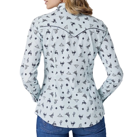 WRANGLER WOMEN'S RETRO COWGRIL CACTUS SNAP SHIRT - Picture 3 of 3